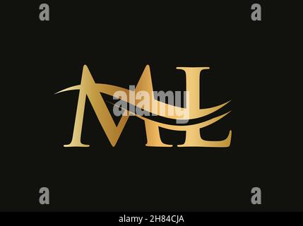 Kreativer ML-Brief mit Luxuskonzept. Modernes ML Logo Design für Geschäfts- und Firmenidentität Stock Vektor
