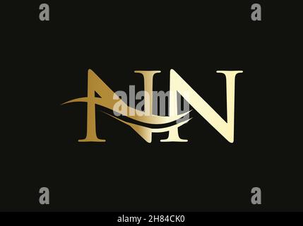 NN-Logo mit Schriftzug. Premium Letter NN Logo Design mit Wasserwellenkonzept Stock Vektor