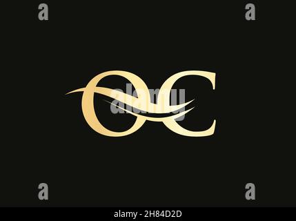 Anfängliches OC-Logo mit goldenem Buchstaben. OC-Logo-Design mit modernem Trend Stock Vektor