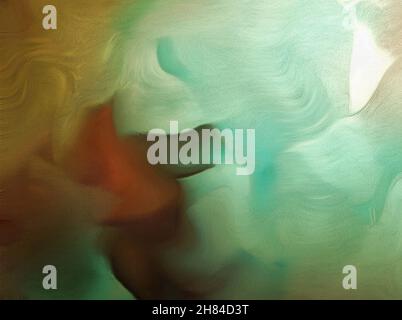 Malerei auf Leinwand. Abstrakter Hintergrund in Pastellfarben. 3D-Rendering Stockfoto