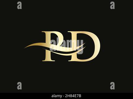 Goldenes PD-Logo mit Schriftzug. PD Logo Design mit kreativen und modernen trendy Stock Vektor