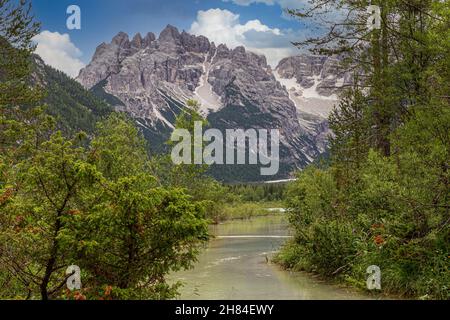 Der Dürrensee ist ein See in den Dolomiten in Norditalien. Stockfoto