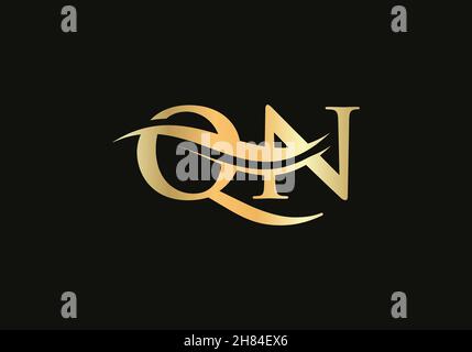 QN-Logo mit Schriftzug. Premium Letter QN Logo Design mit Wasserwellenkonzept Stock Vektor
