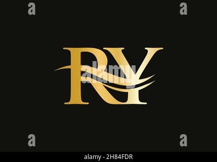 Swoosh Letter RY Logo Design für Geschäfts- und Firmenidentität. Water Wave RY Logo mit modernem Trendy Stock Vektor