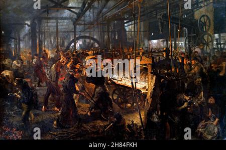 Die Eisenwalzmühle (Moderne Zyklopen) von Adolph von Menzel (1815-1905), Öl auf Leinwand, c.. 1872-5 Stockfoto