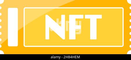 NFT oder nicht-fungible Token als goldenes Ticket im Vektor Stock Vektor