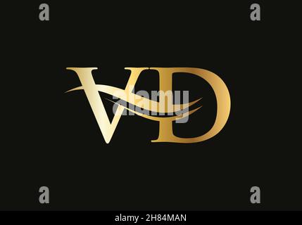 Goldfarbenes VD-Logo mit Schriftzug. VD-Logo-Design mit kreativem und modernem Trend Stock Vektor