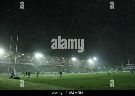 NEWCASTLE UPON TYNE. GBR. NOVEMBER 26th während des Spiels der Gallagher Premiership zwischen Newcastle Falcons und Worcester Warriors im Kingston Park, Newcastle am Samstag, den 27th. November 2021. (Kredit: Will Matthews | MI News) Kredit: MI News & Sport /Alamy Live News Stockfoto