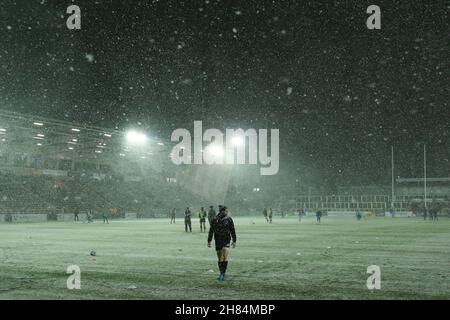 NEWCASTLE UPON TYNE. GBR. NOVEMBER 26th während des Spiels der Gallagher Premiership zwischen Newcastle Falcons und Worcester Warriors im Kingston Park, Newcastle am Samstag, den 27th. November 2021. (Kredit: Will Matthews | MI News) Kredit: MI News & Sport /Alamy Live News Stockfoto