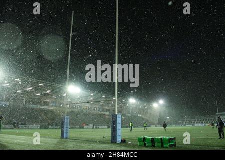 NEWCASTLE UPON TYNE. GBR. NOVEMBER 26th während des Spiels der Gallagher Premiership zwischen Newcastle Falcons und Worcester Warriors im Kingston Park, Newcastle am Samstag, den 27th. November 2021. (Kredit: Will Matthews | MI News) Kredit: MI News & Sport /Alamy Live News Stockfoto