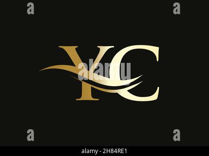 Erstes YC-Logo in Gold mit Buchstaben. YC-Logo-Design mit modernem Trend Stock Vektor