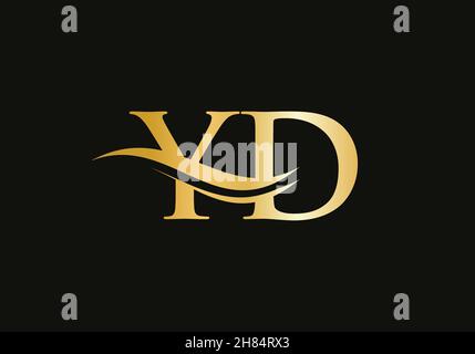 Logo mit goldenem YD-Schriftzug. YD-Logo-Design mit kreativem und modernem Trend Stock Vektor