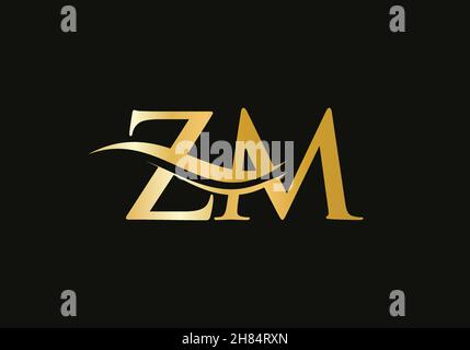 Premium Letter ZM Logo Design mit Wasserwellenkonzept. ZM Letter Logo-Design mit modernen trendigen Stock Vektor