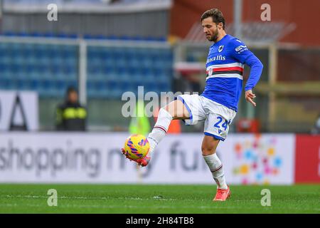 Genua, Italien. 27th. November 2021. BARTOSZ BERESZYNSKI (Sampdoria) während des Spiels UC Sampdoria gegen Hellas Verona FC, italienische Fußballserie A in Genua, Italien, November 27 2021 Quelle: Independent Photo Agency/Alamy Live News Stockfoto