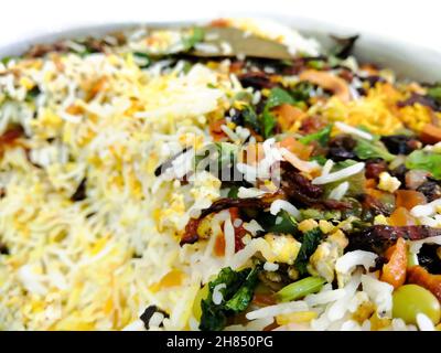 Nahaufnahme Bild Von Kerala Stil Leckeres Gemüse Biryani Mit Basmati-Reis Gemacht. Selektiver Fokus Stockfoto