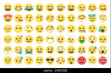 Ein auf Weiß isolierter Emoji-Hintergrund Stockfoto