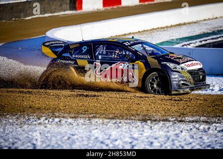 09 HANSEN Kevin (SWE), Team Hansen World RX Team, Peugeot 208, World RX, Action während der World RX of Germany, 8th und 9th Lauf der FIA World Rallycross Championship 2021, FIA WRX, vom 27. Und 28. November auf dem Nürburgring, in Nurburg, Deutschland - Foto: Paulo Maria/DPPI/LiveMedia Stockfoto