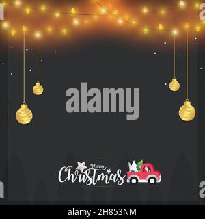 Frohe Weihnachten und Frohes neues Jahr. Weihnachtsbeleuchtung. Weihnachten Dekorative Kugeln Hängenden Hintergrund Grußkarte, Poster, Stock Vektor