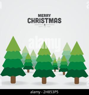 Weihnachten und Neujahr Grüße auf Urlaub Hintergrund. Bäume, Weihnachtskarte. Stock Vektor