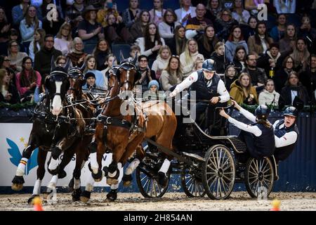 Glenn Geerts, Belgien, während des CAI-W World Cup Competition Driving Event während der Sweden International Horse Show in der Friens Arena in Solna, Stockholm, Schweden, am 27. November 2021. Foto: Erik Simander / TT / kod 11720 Stockfoto