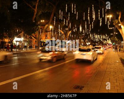 Malaga, Spanien. 26th. November 2021. Einweihung der Weihnachtslichter. Stockfoto