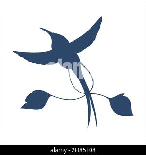 Die Silhouette des Kolibris. Loddigesia mirabilis. Darstellung isolierter Vektoren. Stock Vektor