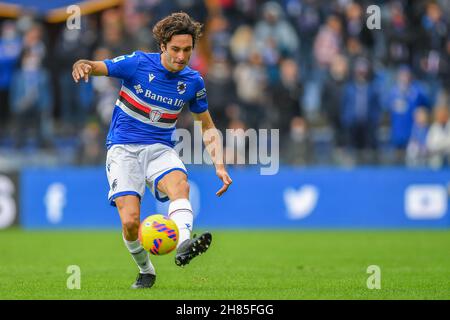 Genua, Italien. 27th. November 2021. TOMMASO AUGELLO (Sampdoria) während des UC Sampdoria vs Hellas Verona FC, italienische Fußballserie A Spiel in Genua, Italien, November 27 2021 Quelle: Independent Photo Agency/Alamy Live News Stockfoto