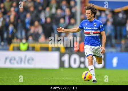 Genua, Italien. 27th. November 2021. TOMMASO AUGELLO (Sampdoria) während des UC Sampdoria vs Hellas Verona FC, italienische Fußballserie A Spiel in Genua, Italien, November 27 2021 Quelle: Independent Photo Agency/Alamy Live News Stockfoto