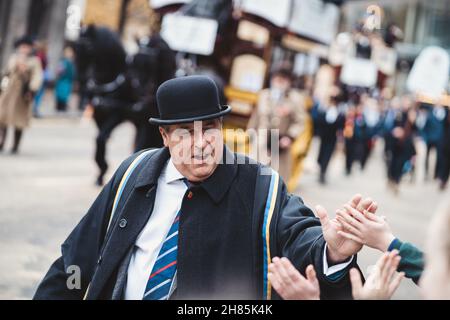 London, Großbritannien - 2021.11.13: Worshipful Company of Coachmakers & Coach Harness Makers bei der Show-Parade von Lord Mayors of London Stockfoto