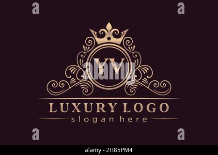 YV Initial Letter Gold kalligraphisch feminin floral handgezeichnete heraldische Monogramm antiken Vintage-Stil Luxus-Logo-Design Premium Stock Vektor