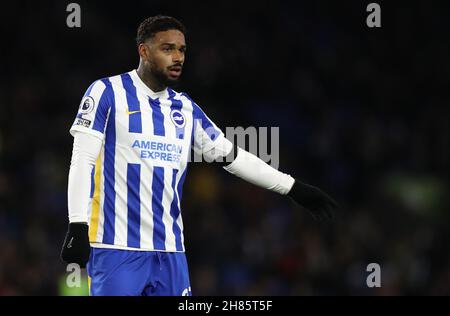 Brighton and Hove, England, 27th. November 2021. Jürgen Locadia aus Brighton und Hove Albion während des Premier League-Spiels im AMEX Stadium, Brighton und Hove. Bildnachweis sollte lauten: Paul Terry / Sportimage Stockfoto