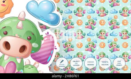 Krokodil im Busch - nahtloses Muster Stock Vektor