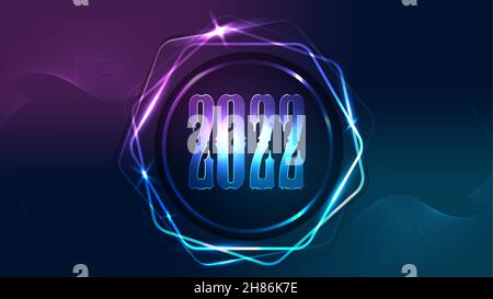 Abstrakt Hell glänzende Postkarte 2022 für Weihnachten und Neujahr Stock Vektor