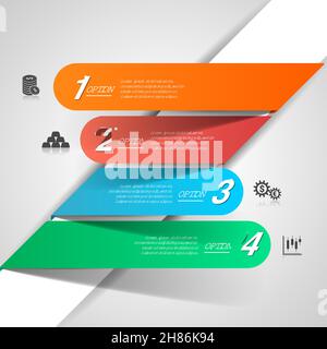 Infografik zum Finanzgeschäft mit finanziellen Symbolen und Papieroptionen vektorgrafik Stock Vektor