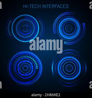 Futuristische HUD-Schnittstelle Hi-Tech-Dashboard digitale kreisförmige Elemente Vektor Illustration Stock Vektor