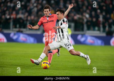 Paulo Dybala (FC Juventus) während des Fußballspiels der italienischen Meisterschaft Serie A zwischen dem FC Juventus und Atalanta BC am 27. November 2021 im Allianz-Stadion in Turin, Italien - Foto: Nderim Kaceli/DPPI/LiveMedia Stockfoto