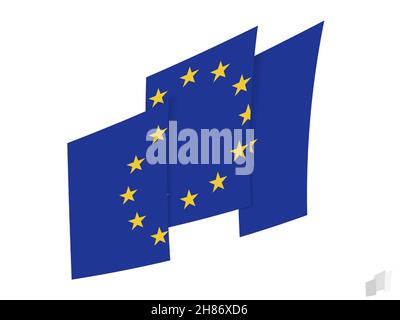 Flagge der Europäischen Union in abstraktem, zerrissenem Design. Modernes Design der Flagge der Europäischen Union. Vektorsymbol. Stock Vektor