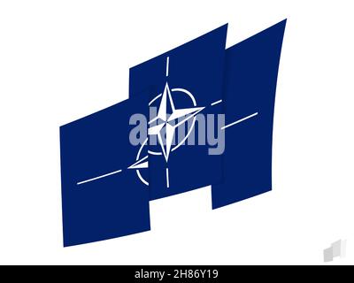 NATO-Flagge in abstraktem zerrissenem Design. Modernes Design der NATO-Flagge. Vektorsymbol. Stock Vektor
