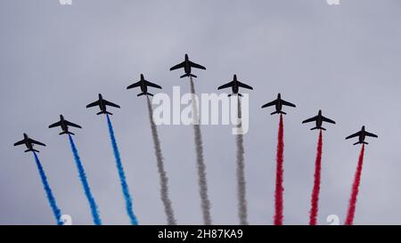 défilé aérien de la patrouille de france Stockfoto