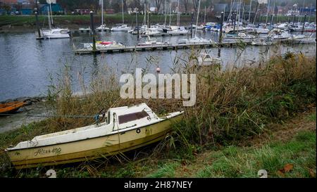 Segelhafen, Saint-Valery-sur-Somme, Somme, Hauts-de-France, Picardie, Nordwestfrankreich Stockfoto