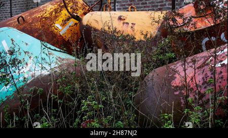 Ausgenutzte Bojen, Saint-Valery-sur-Somme, Somme, Hauts-de-France, Picardie, Nordwestfrankreich Stockfoto