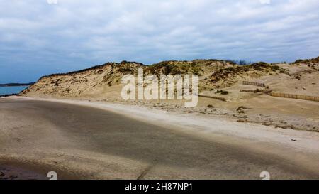 Einstürzende Sanddüne, Authie Bay, Pas-de-Calais, Nordwestfrankreich Stockfoto