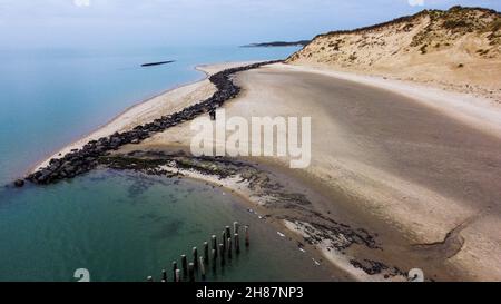 Einstürzende Sanddüne, Authie Bay, Pas-de-Calais, Nordwestfrankreich Stockfoto