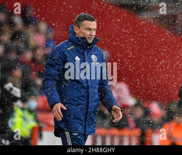 Paul Heckingbottom Manager von Sheffield United schaut am 11/28/2021 in Sheffield, Großbritannien, nach. (Foto von Simon Whitehead/News Images/Sipa USA) Stockfoto