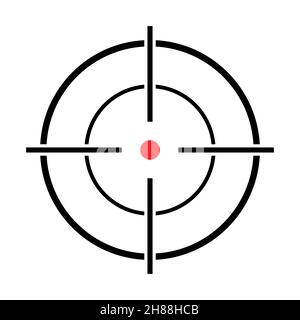 Vektorsymbol der Sichtpistole. Moderne Zieldarstellung des Fadenkreuzes für Webdesign. Kreuzmarkierung Punkt . Stock Vektor