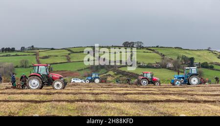 Cahermore, West Cork, Irland. 28th. November 2021. Teilnehmer des Spiels der Cork West Pflügen Association im Land Geoffery Wycherley, Cahermore, West Cork, Irland. - Credit: David Creedon/Alamy Live News Stockfoto