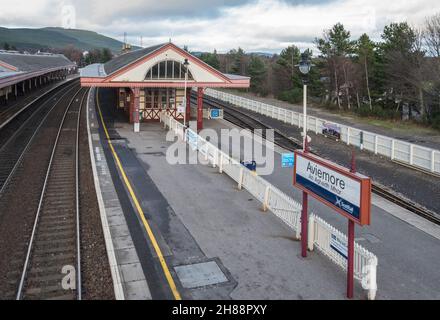 Aviemore Railway Station, an der Highland Main Line zwischen Perth und Inverness Stockfoto