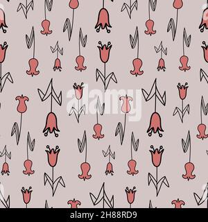 Rosa Tulpe Blume Blüte, nahtlose Muster Hintergrund Tapete Textil-Design Stock Vektor