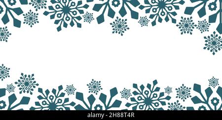 Winter Grußkarte Broschüre header Weihnachten Dekoration Hintergrund. Niedliche Schneeflocke Eis Symbol des Winters auf weißem Hintergrund Stock Vektor