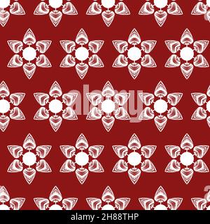 Rote Schneeflocke weihnachtsdekoration nahtloses Muster für festliches Geschenkpapier Stock Vektor